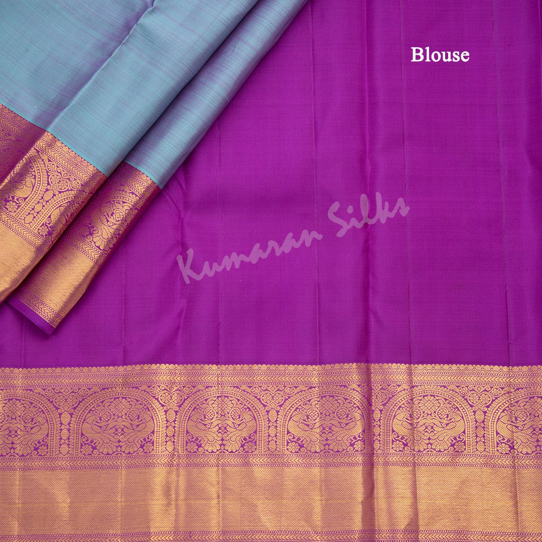 Shot Colour Silk Saree With Tree Design And Magenta Zari Border