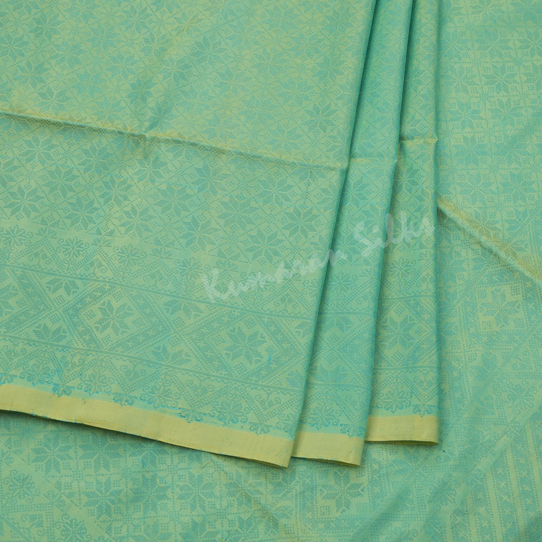 Shot Colour Thread Work Soft Silk Saree With Floral Design And Ribbon Border