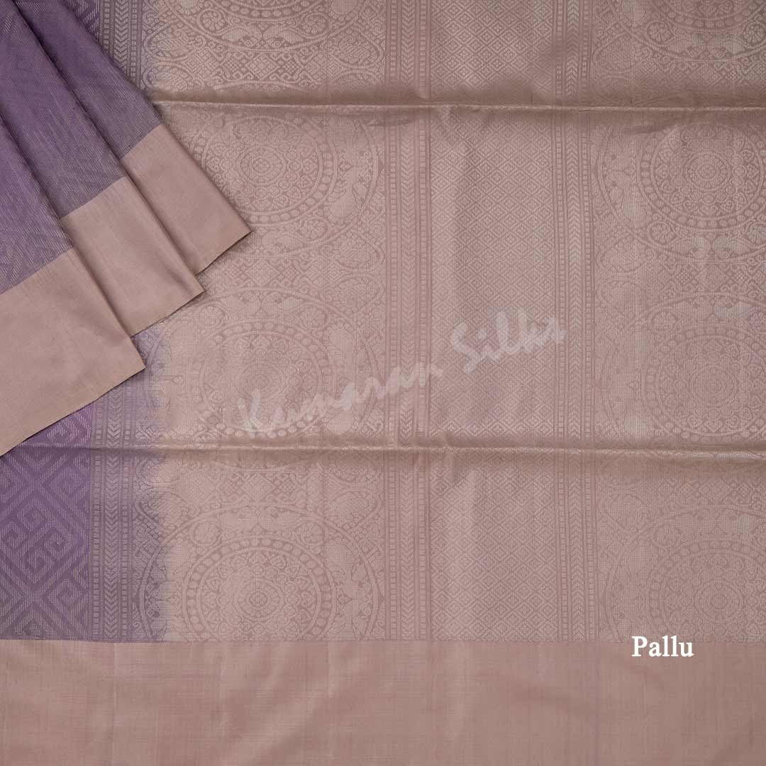 Light Purple Soft Silk Saree With Silver Zari And Simple Border