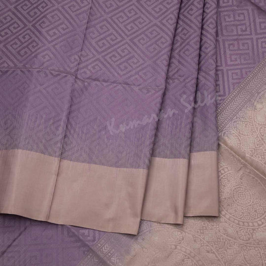 Light Purple Soft Silk Saree With Silver Zari And Simple Border