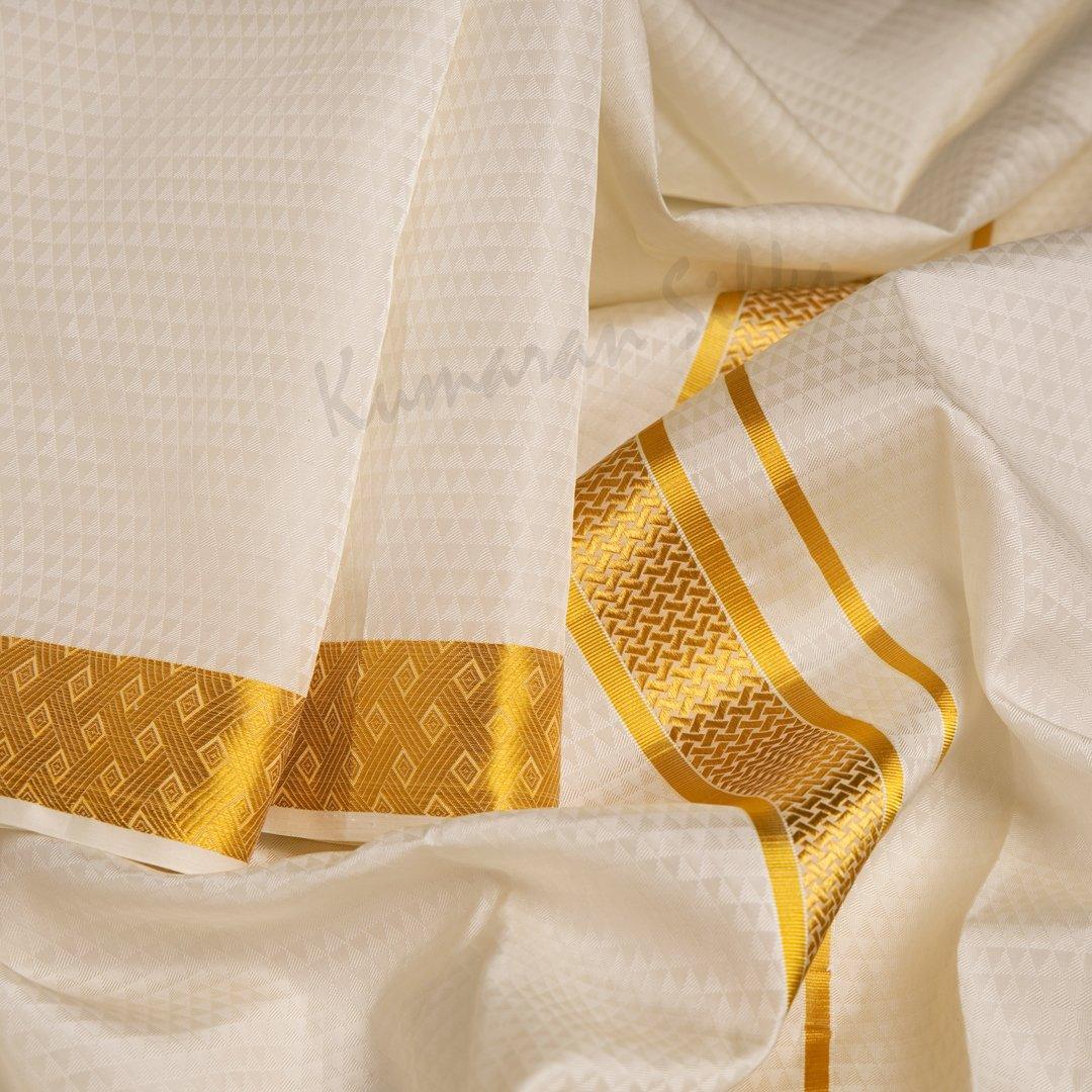 8 X 4 Designer Embossed Silk Dhoti 100K 05 - Kumaran Silks