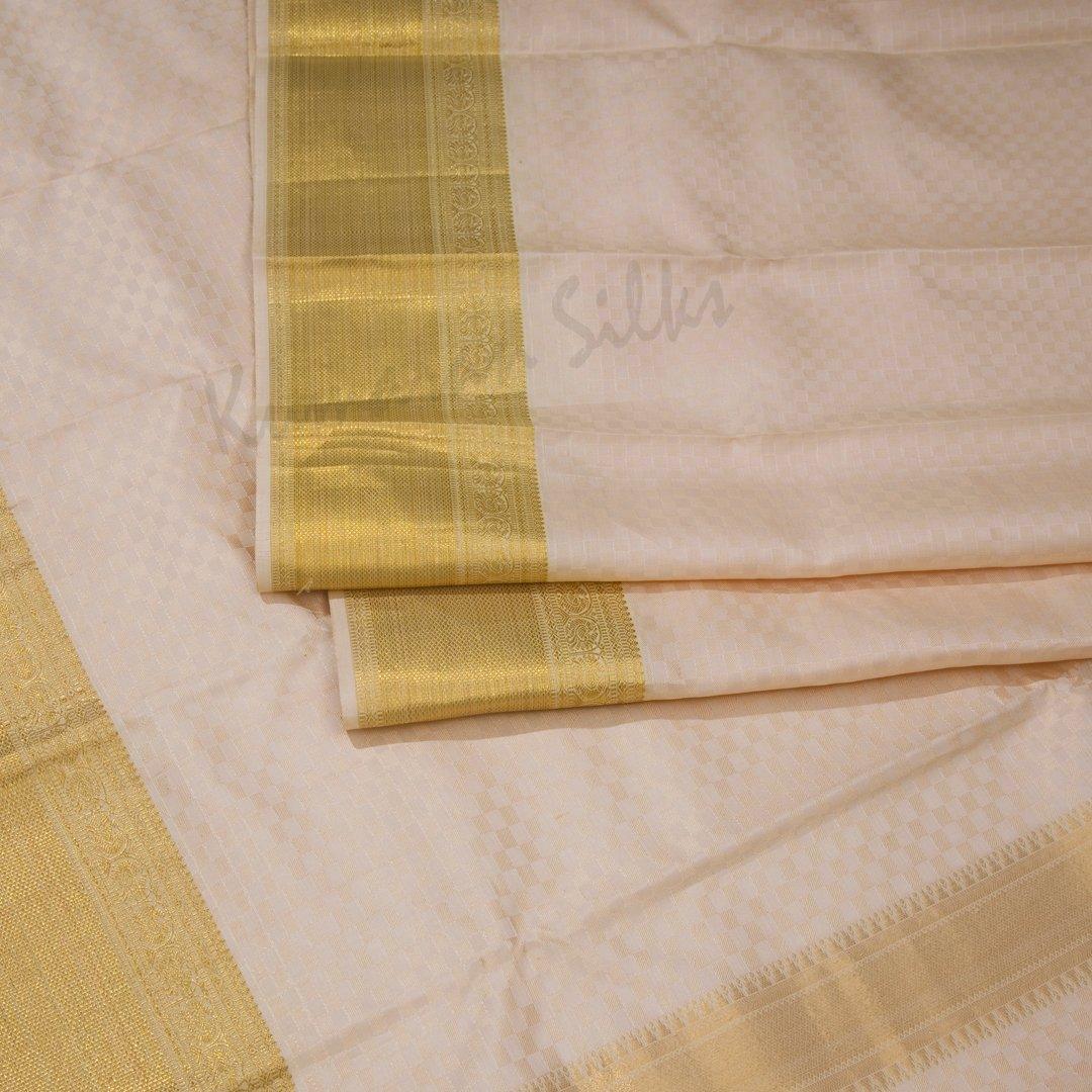 Cream Pure Silk Dhoti With Angavastram And Matching Shirt 8 X 4 02 - Kumaran Silks