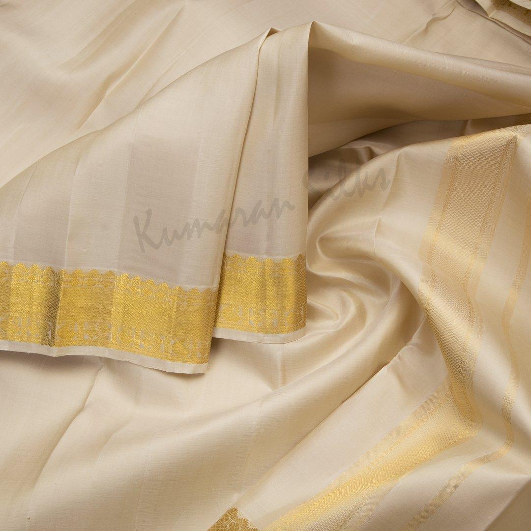 Light Grey Pure Silk Dhoti With Angavastram And Matching Shirt 8 X 4 - Kumaran Silks