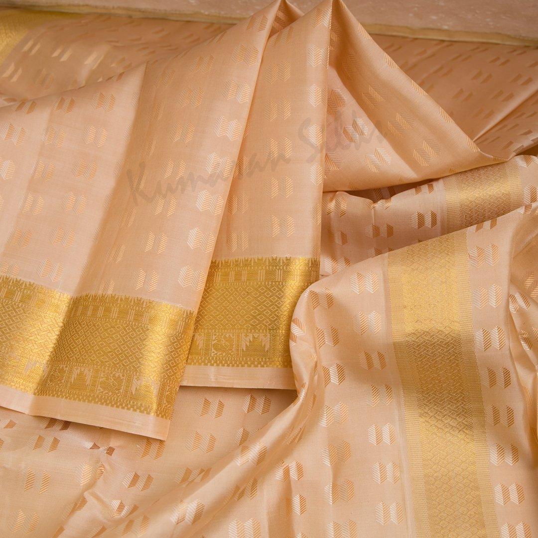 Sandal Pure Silk Dhoti With Angavastram And Matching Shirt 8 X 4 - Kumaran Silks