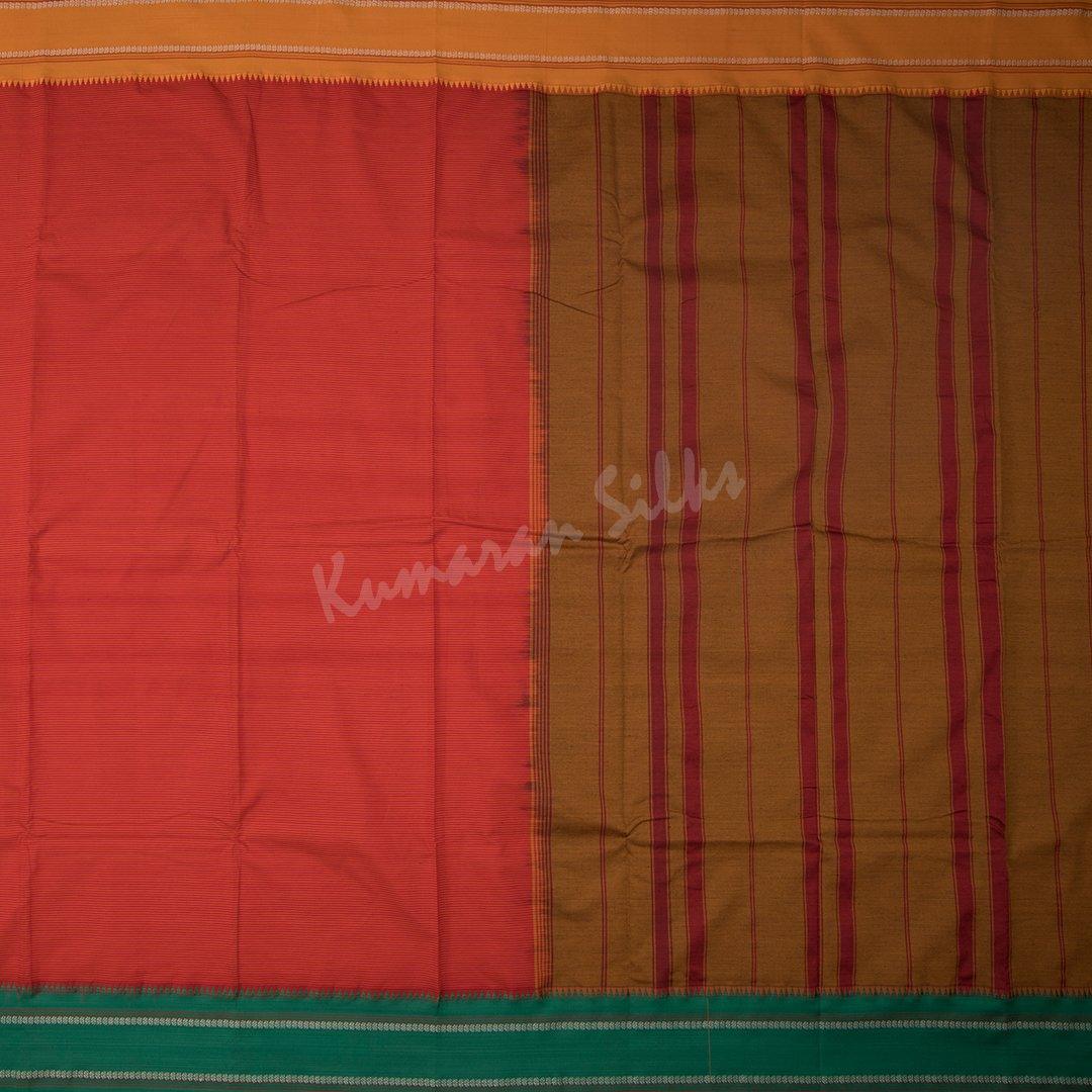 Dharwad Cotton Red Striped Saree - Kumaran Silks