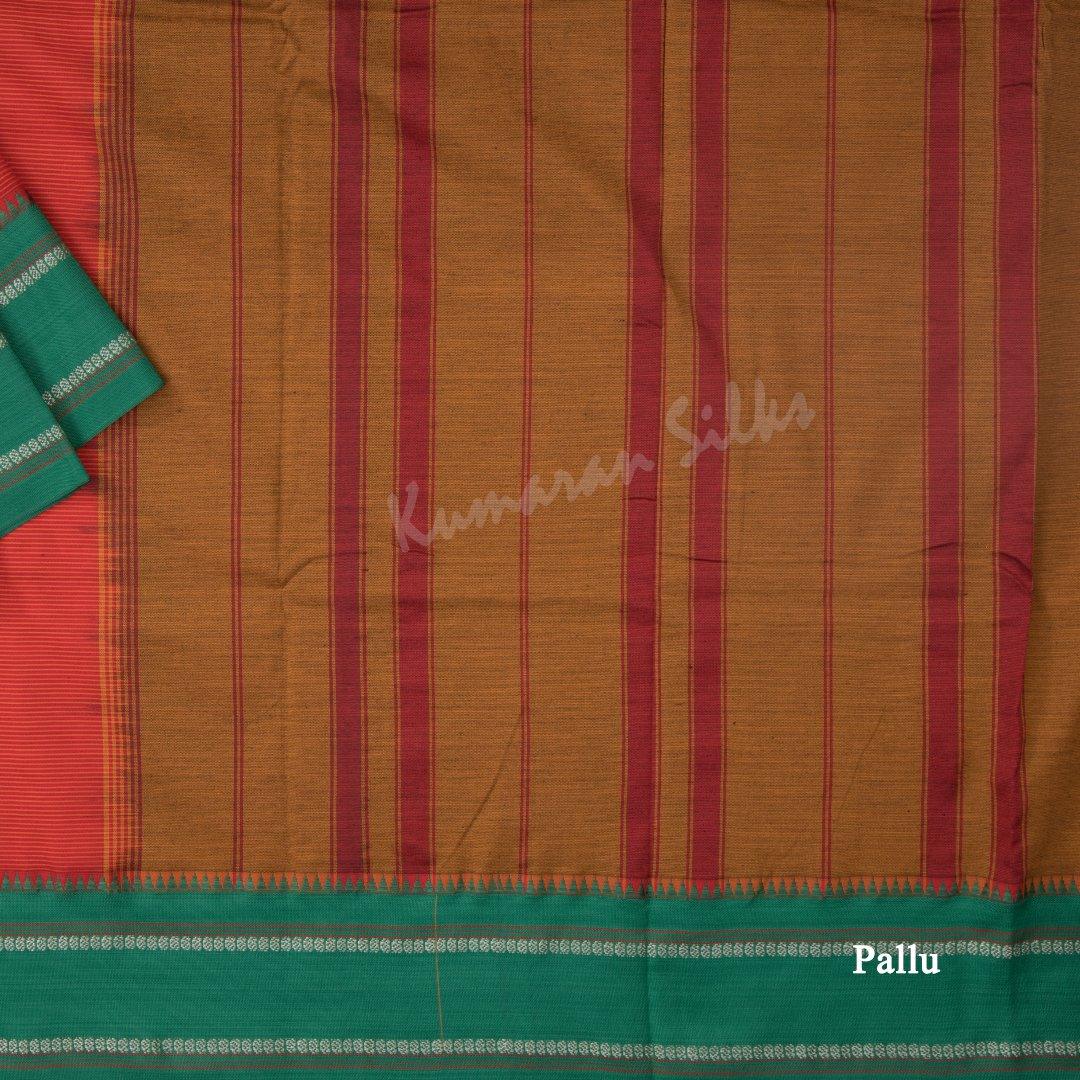 Dharwad Cotton Red Striped Saree - Kumaran Silks