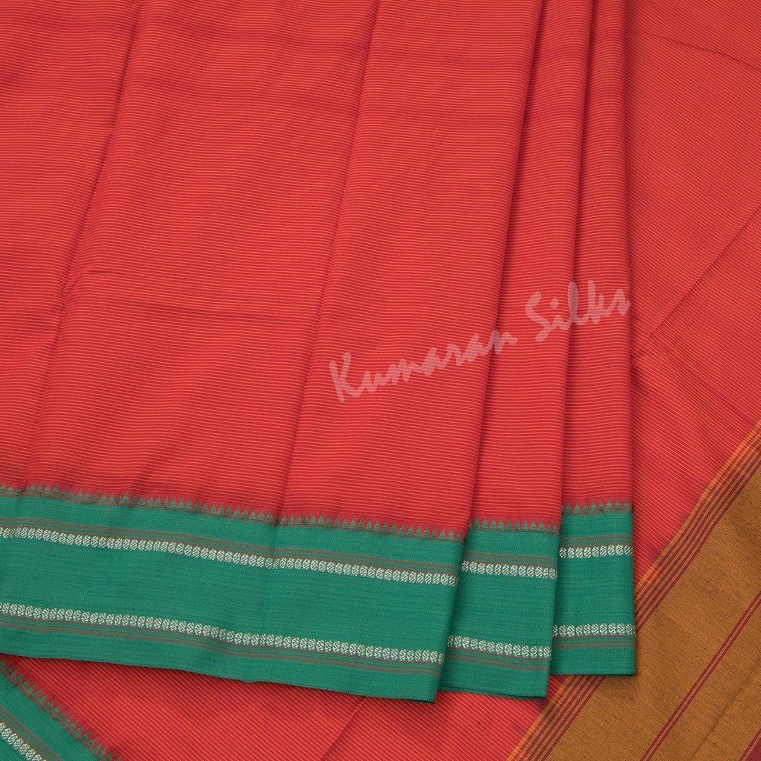 Dharwad Cotton Red Striped Saree - Kumaran Silks