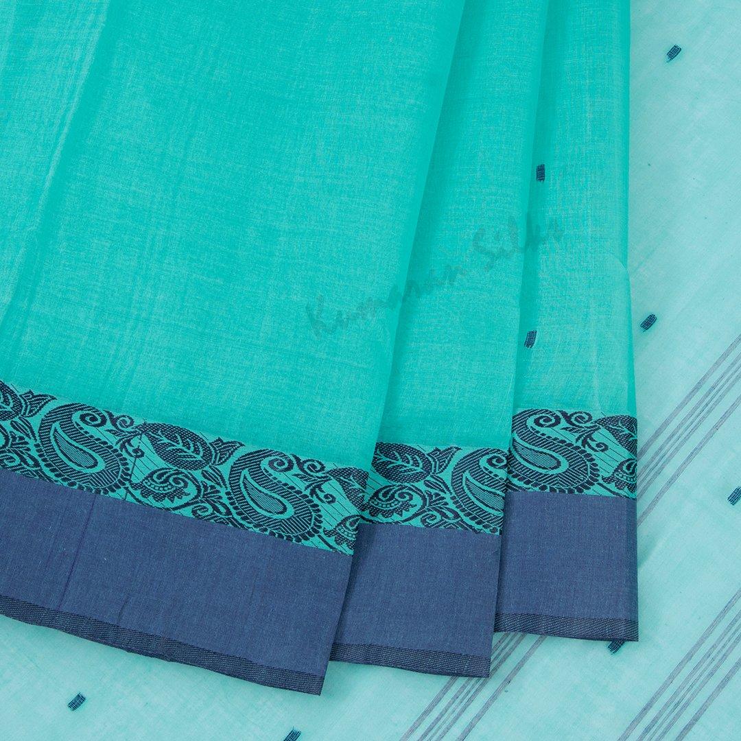 Bengali Cotton Turquoise Saree Without Blouse 02 - Kumaran Silks