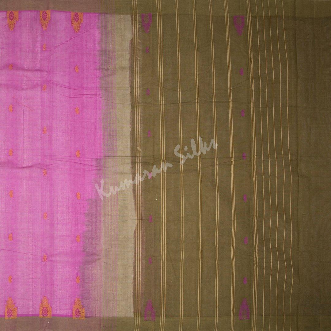 Kanchi Cotton Magenta Pink Thread Worked Saree - Kumaran Silks