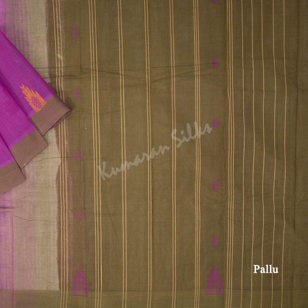 Kanchi Cotton Magenta Pink Thread Worked Saree - Kumaran Silks