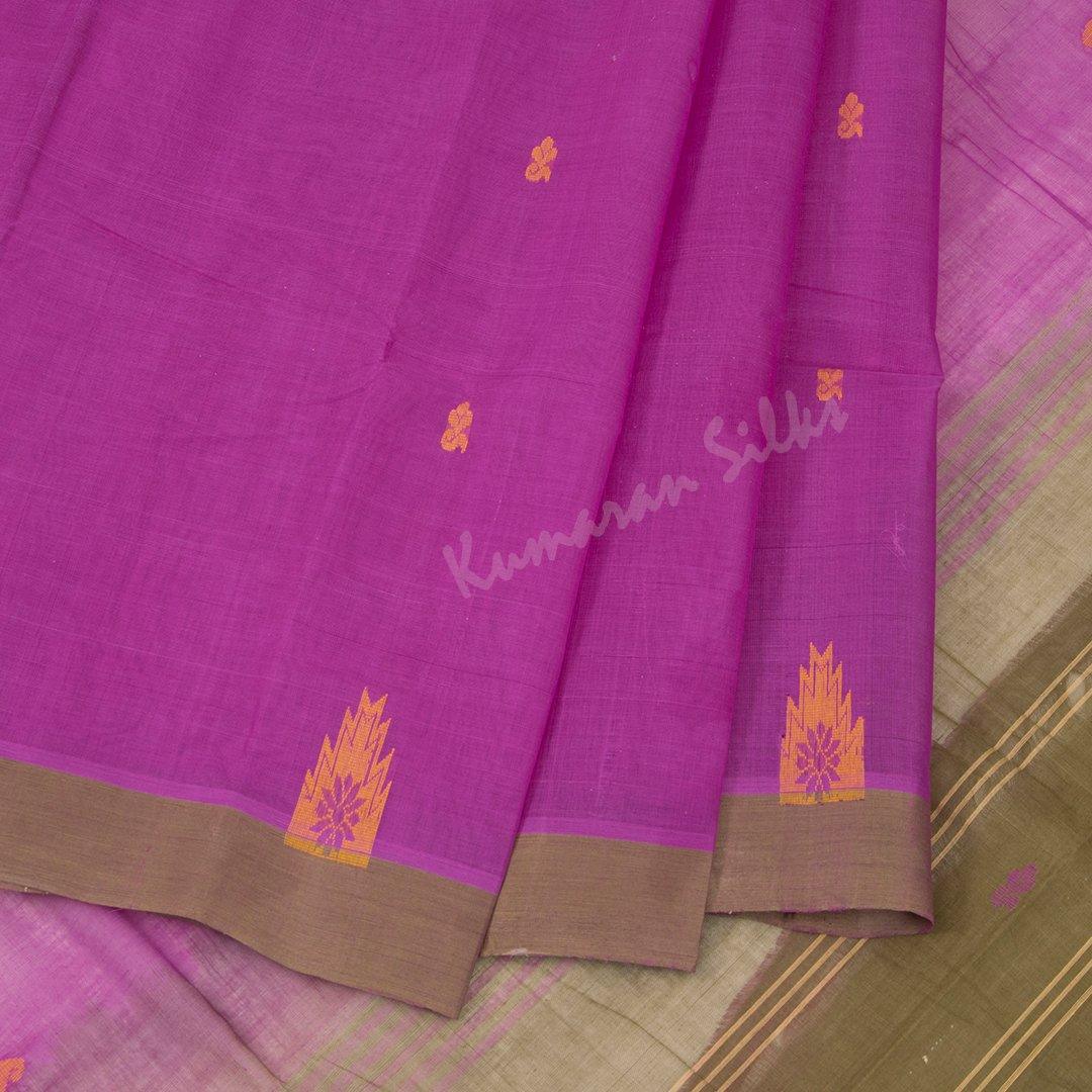 Kanchi Cotton Magenta Pink Thread Worked Saree - Kumaran Silks