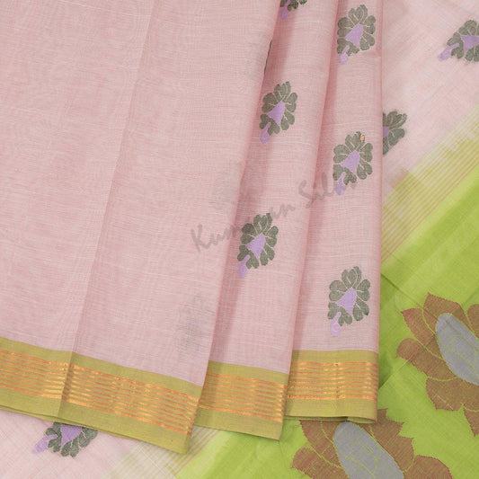 Kanchi Cotton Light Pink Thread Worked Saree - Kumaran Silks