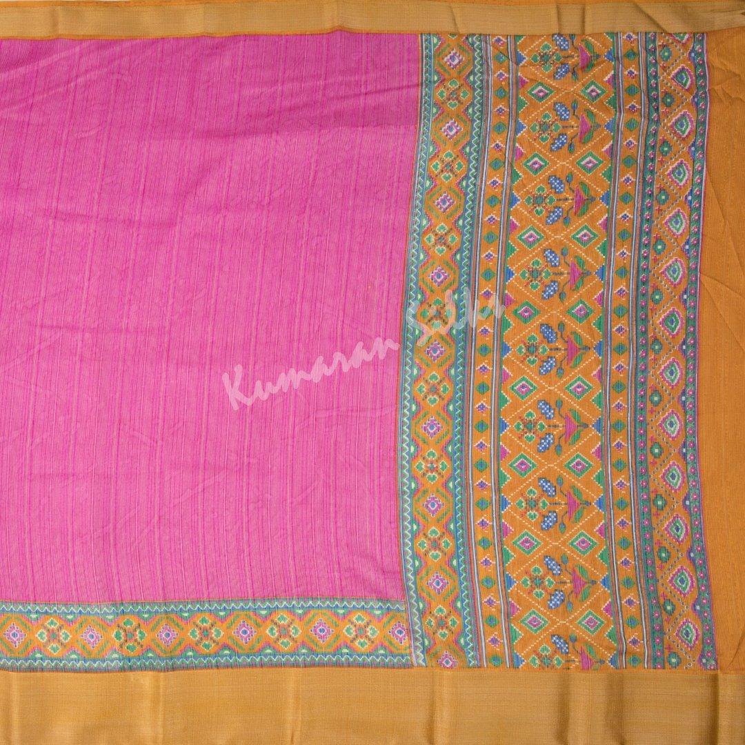 Semi Linen Hot Pink Printed Saree - Kumaran Silks