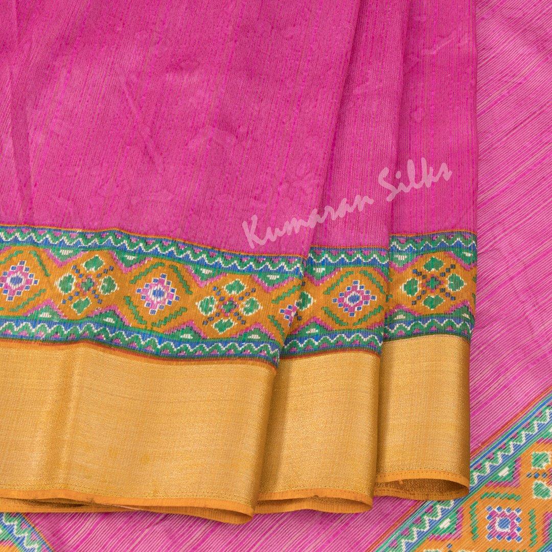 Semi Linen Hot Pink Printed Saree - Kumaran Silks