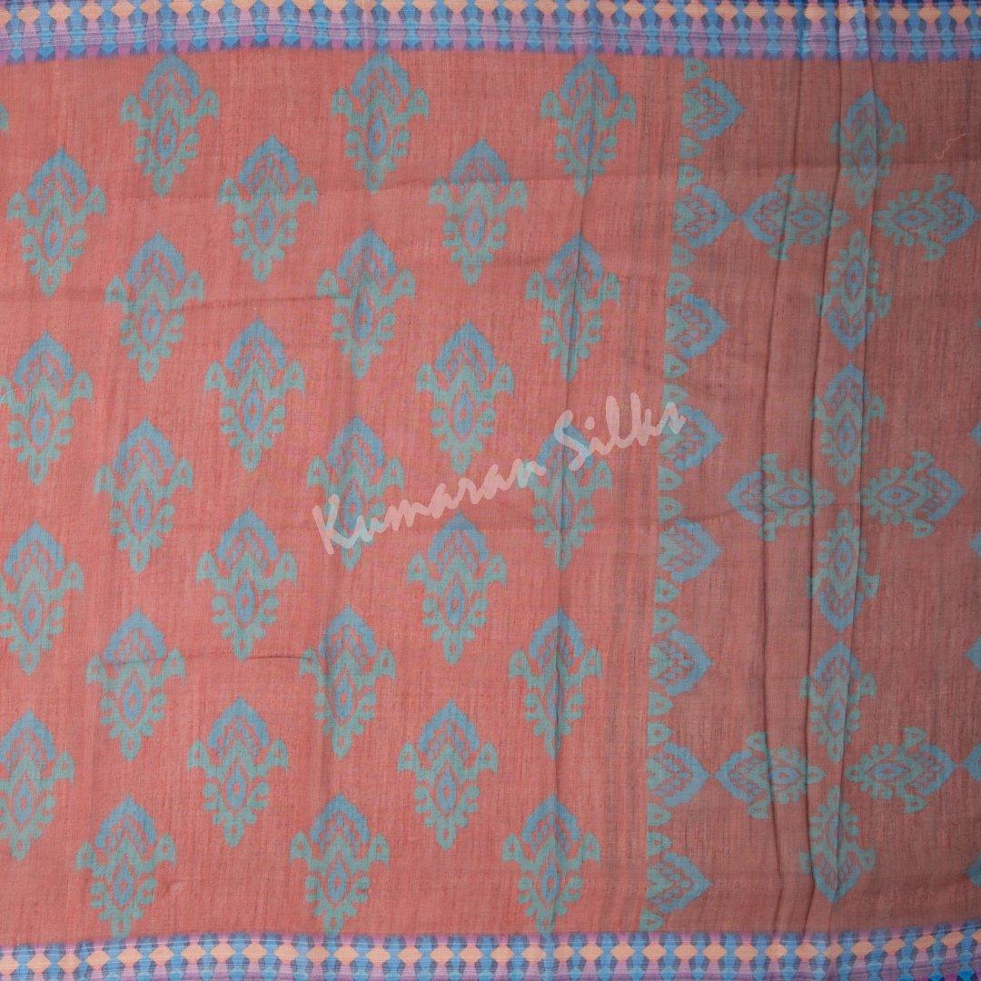 Semi Linen Maroon Printed Saree - Kumaran Silks