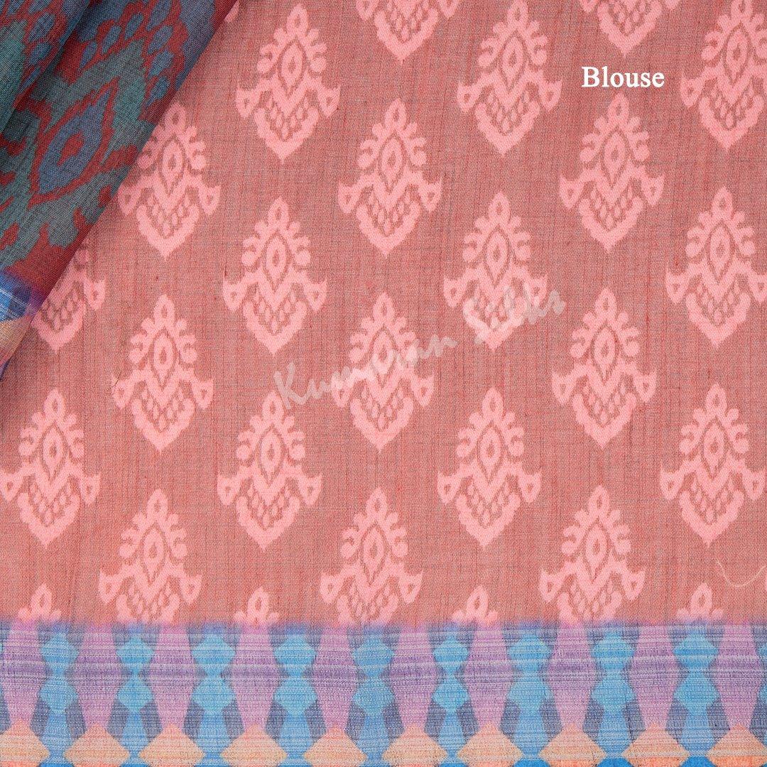 Semi Linen Maroon Printed Saree - Kumaran Silks