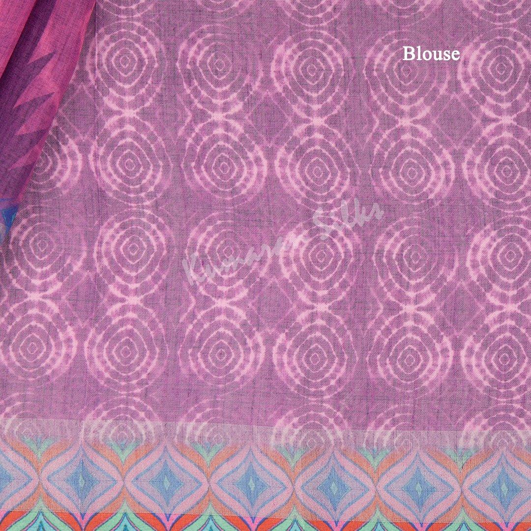 Semi Linen Rose Pink Printed Saree - Kumaran Silks