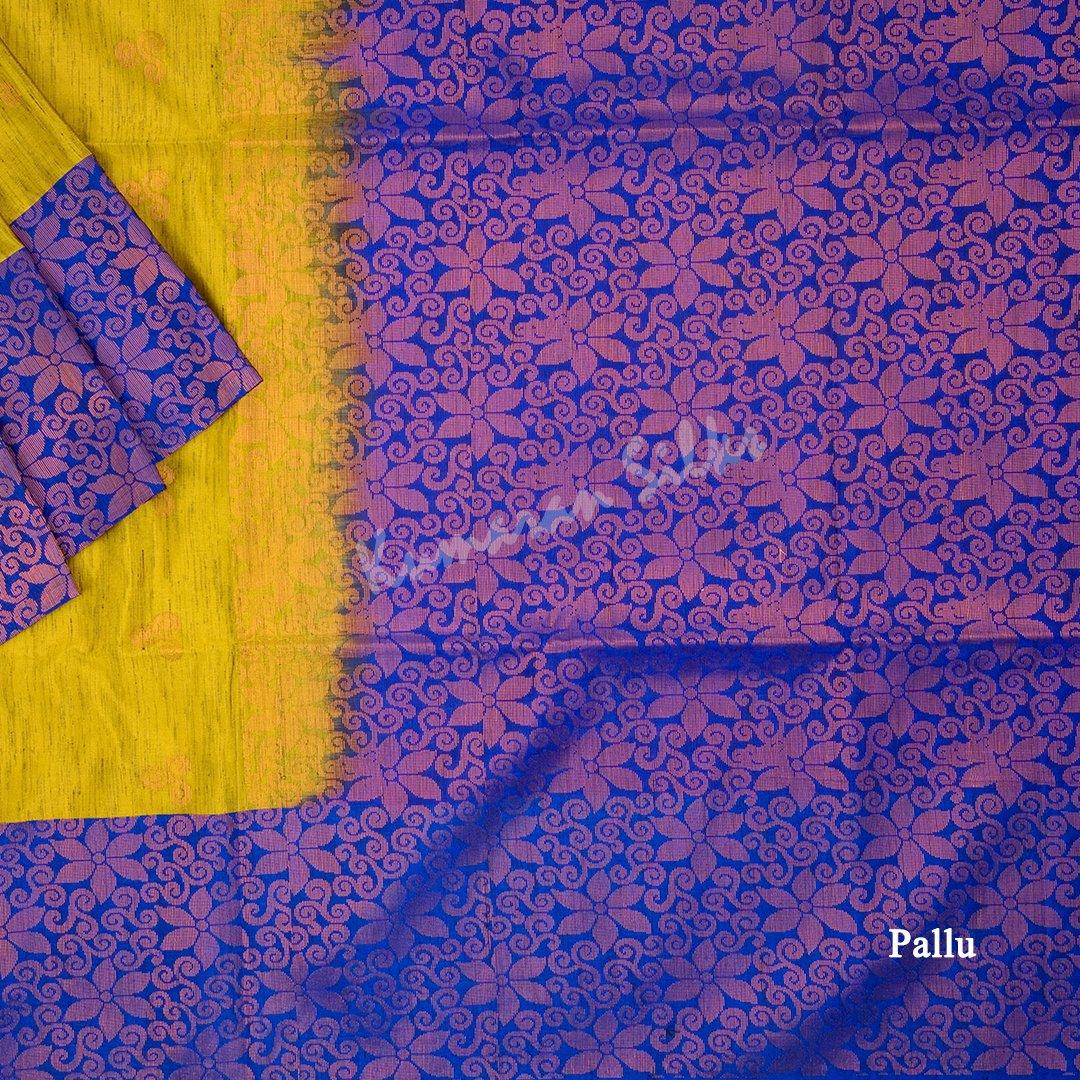 Semi Soft Silk Mustard Zari Worked Saree - Kumaran Silks