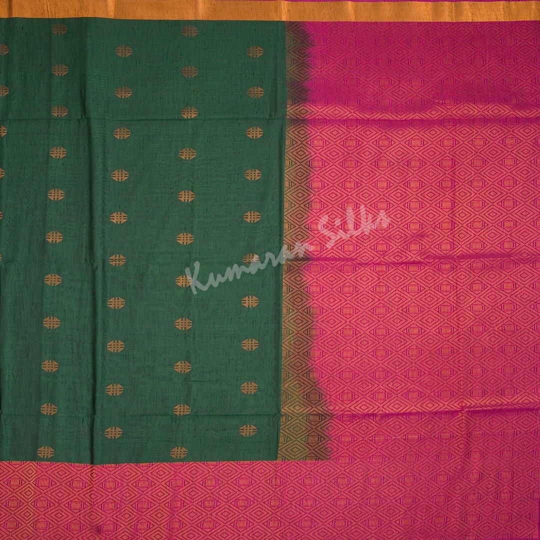 Semi Soft Silk Bottle Green Zari Worked Saree - Kumaran Silks