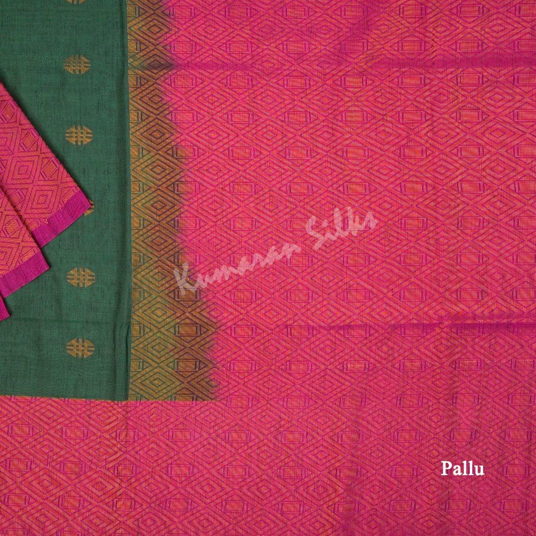 Semi Soft Silk Bottle Green Zari Worked Saree - Kumaran Silks