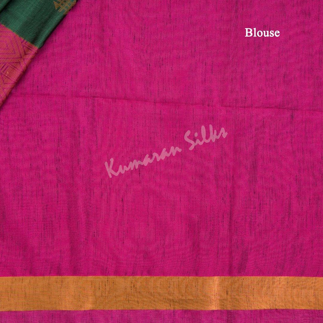 Semi Soft Silk Bottle Green Zari Worked Saree - Kumaran Silks