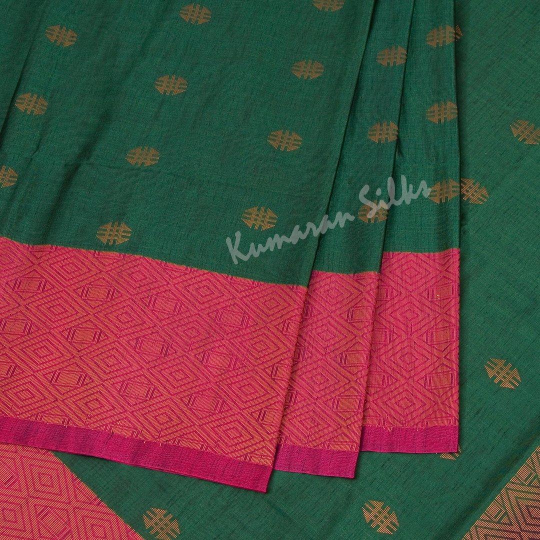 Semi Soft Silk Bottle Green Zari Worked Saree - Kumaran Silks