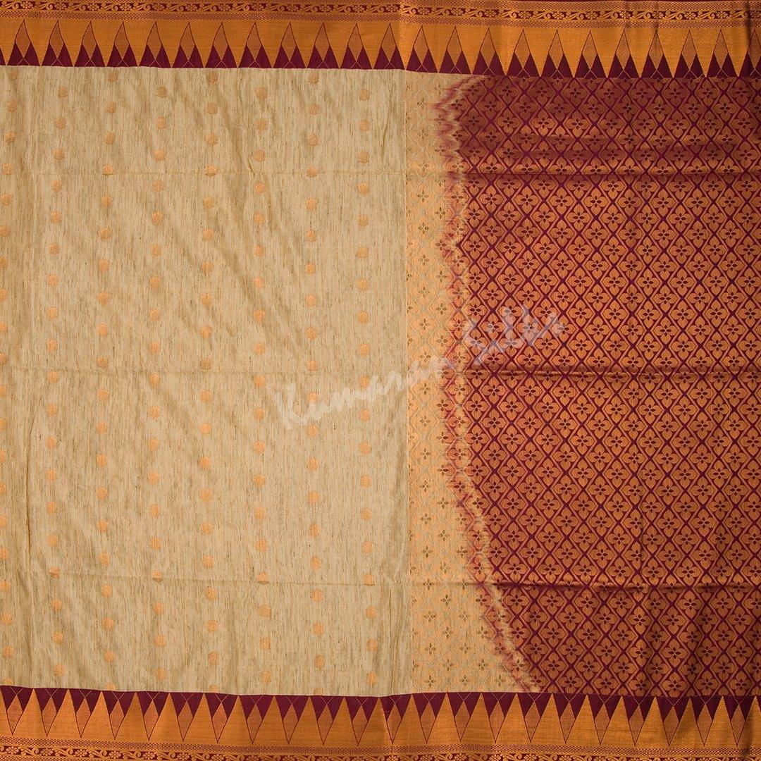 Semi Soft Silk Light Brown Zari Worked Saree - Kumaran Silks