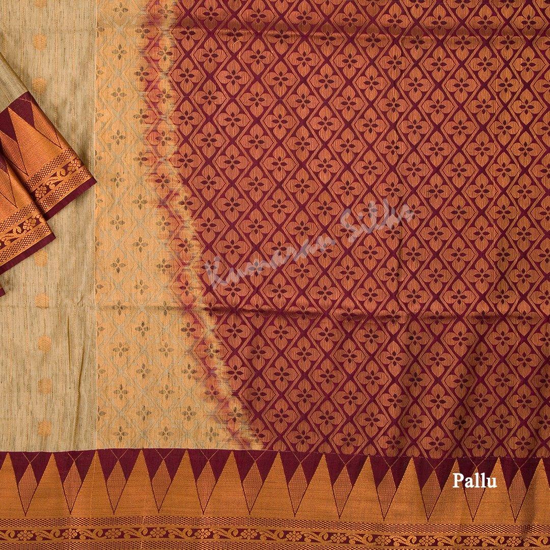 Semi Soft Silk Light Brown Zari Worked Saree - Kumaran Silks