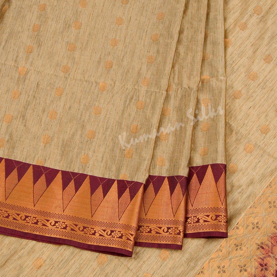 Semi Soft Silk Light Brown Zari Worked Saree - Kumaran Silks