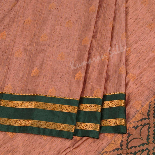 Semi Soft Silk Peach Zari Worked Saree 02 - Kumaran Silks