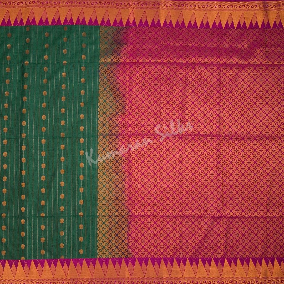 Semi Soft Silk Bottle Green Zari Worked Saree 02 - Kumaran Silks