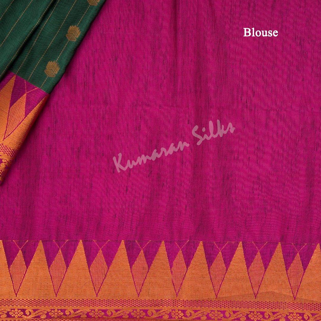 Semi Soft Silk Bottle Green Zari Worked Saree 02 - Kumaran Silks