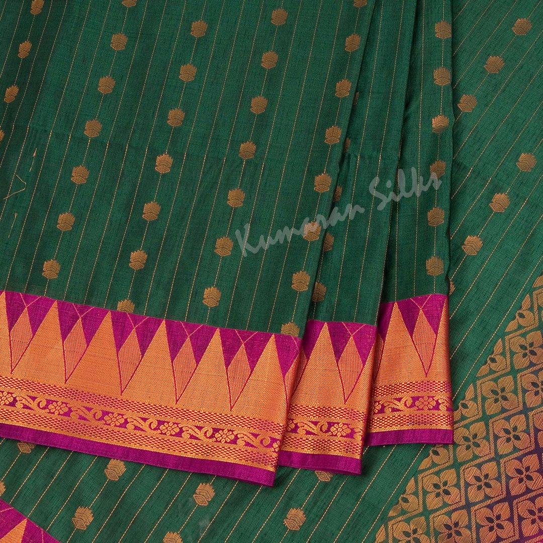 Semi Soft Silk Bottle Green Zari Worked Saree 02 - Kumaran Silks