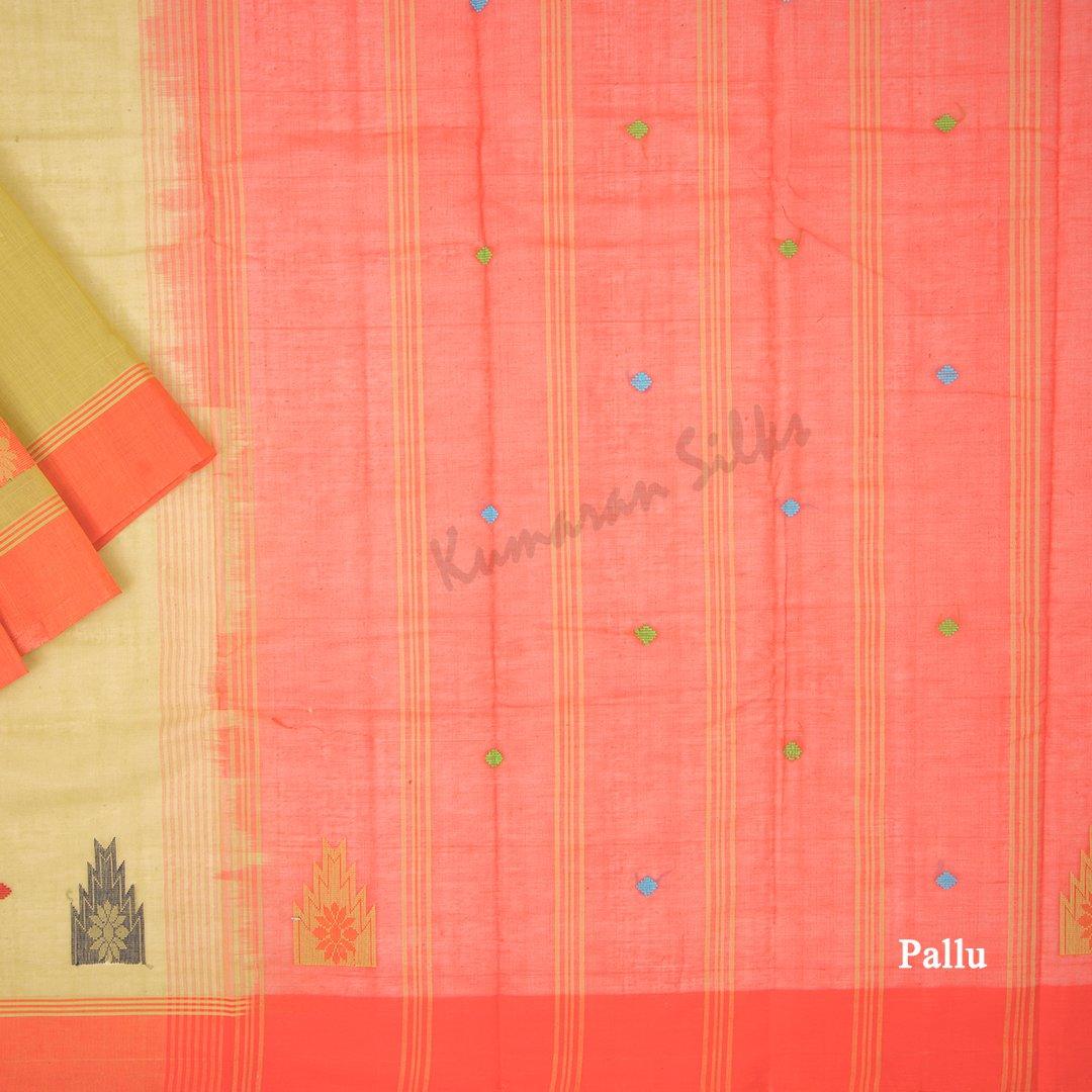 Kanchi Cotton Mustard Saree With Simple border - Kumaran Silks