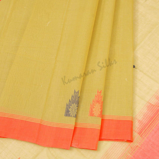 Kanchi Cotton Mustard Saree With Simple border - Kumaran Silks