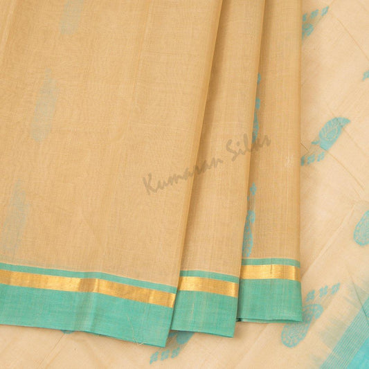 Kanchi Cotton Peanut Brown Saree With Simple border - Kumaran Silks