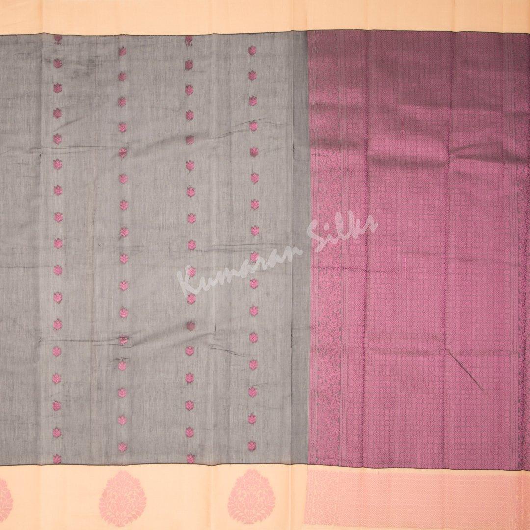 Silk Cotton Black Zari Worked Saree With Contrast Border - Kumaran Silks