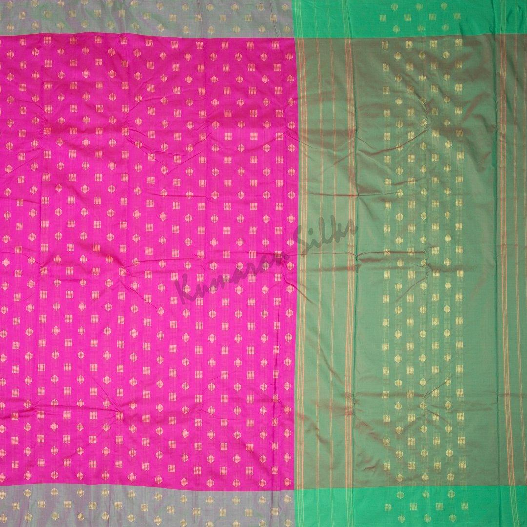 Art Silk Magenta Pink Embossed Saree With Contrast Pallu - Kumaran Silks