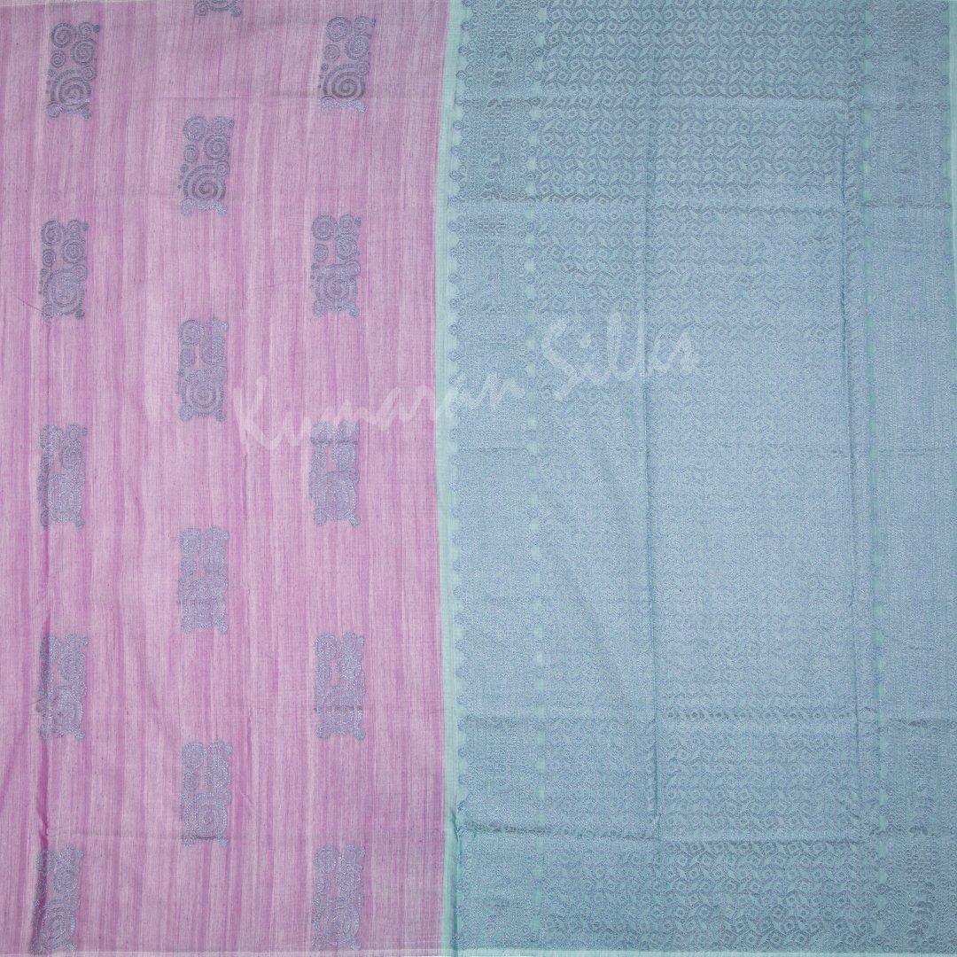 Semi Soft Silk Light Purple Borderless Saree With Embossed Design - Kumaran Silks