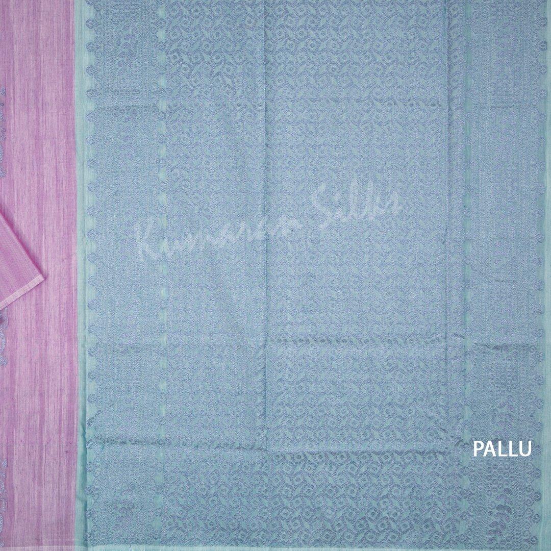 Semi Soft Silk Light Purple Borderless Saree With Embossed Design - Kumaran Silks