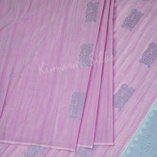 Semi Soft Silk Light Purple Borderless Saree With Embossed Design - Kumaran Silks