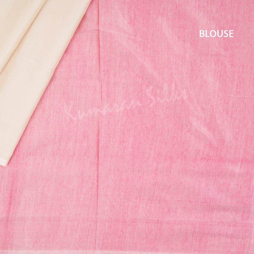 Semi Soft Silk Cream Borderless Saree With Embossed Design - Kumaran Silks