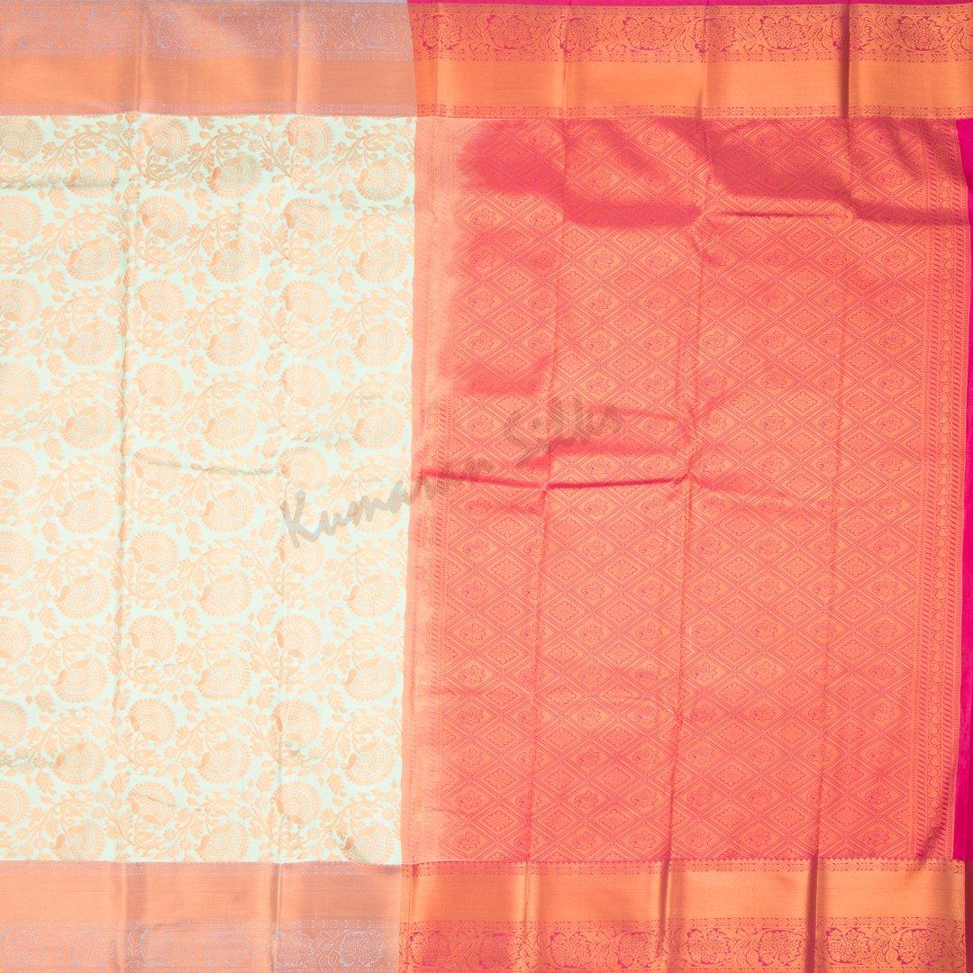 Semi Silk Powder Blue Embossed Saree - Kumaran Silks