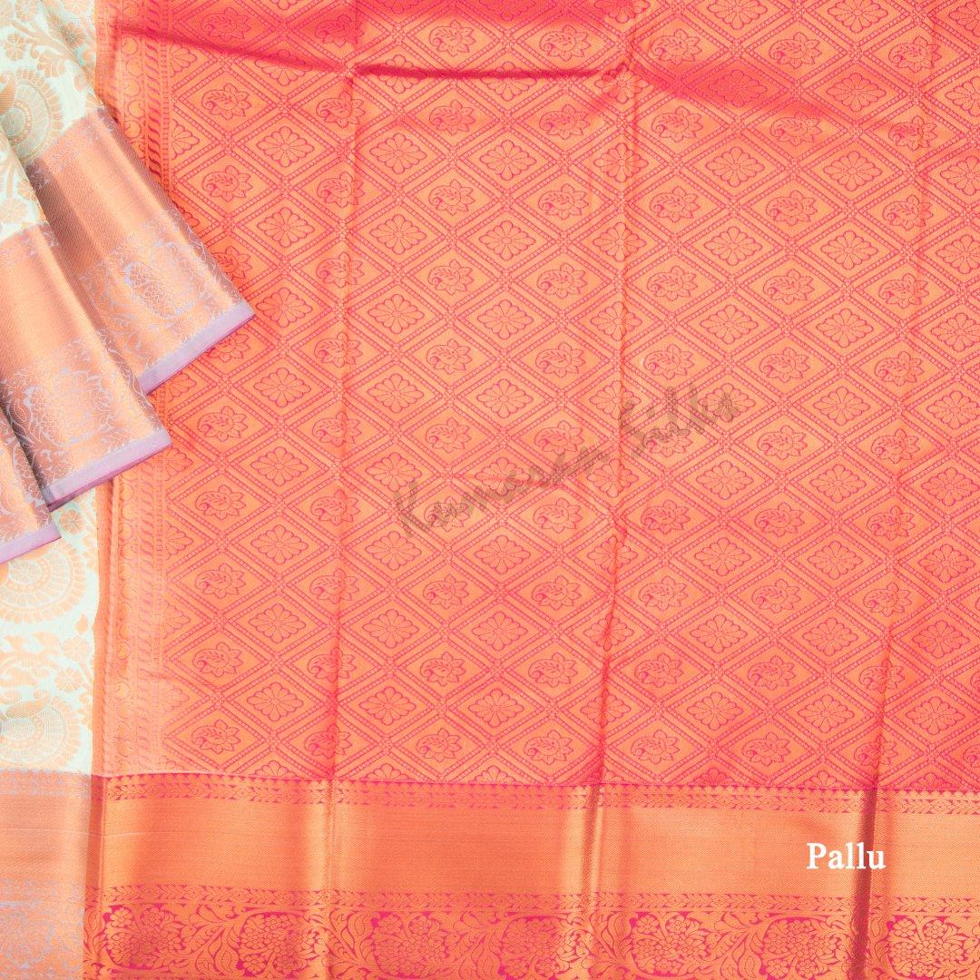 Semi Silk Powder Blue Embossed Saree - Kumaran Silks