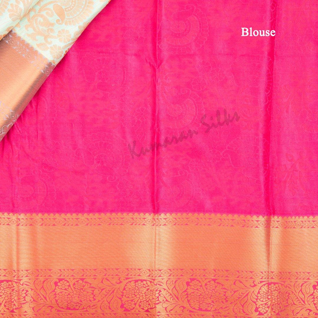 Semi Silk Powder Blue Embossed Saree - Kumaran Silks