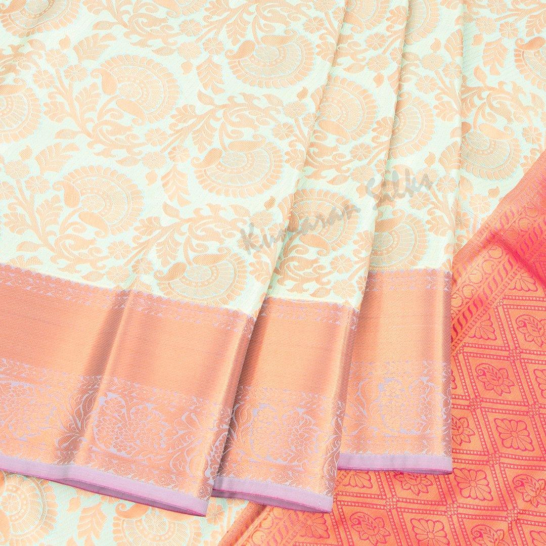 Semi Silk Powder Blue Embossed Saree - Kumaran Silks