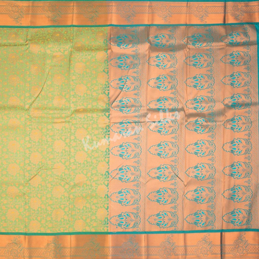 Semi Silk Green Embossed Saree - Kumaran Silks