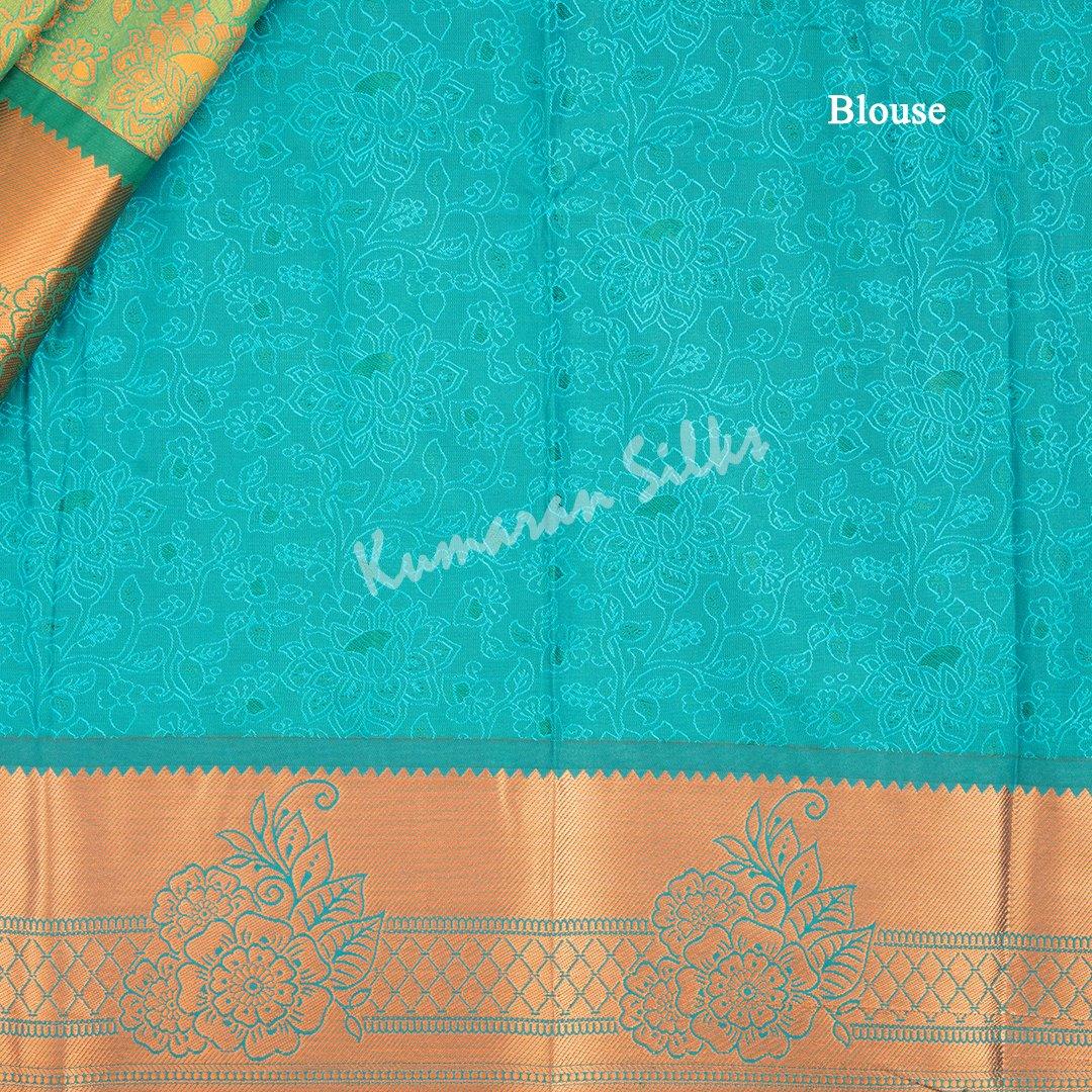 Semi Silk Green Embossed Saree - Kumaran Silks