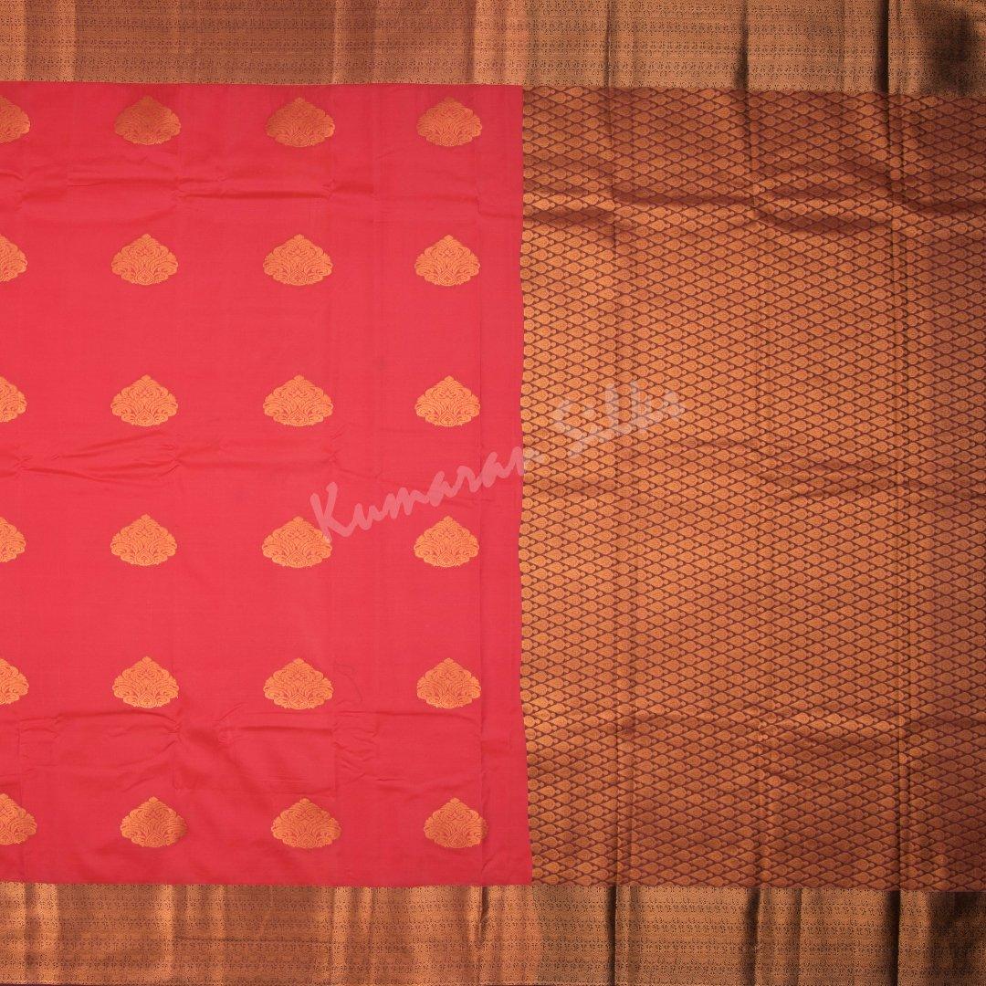 Semi Silk Red Embossed Saree - Kumaran Silks