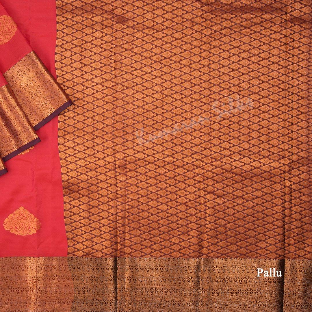 Semi Silk Red Embossed Saree - Kumaran Silks